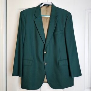Men's Jos. A. Bank Wool Sport Coat Blazer Green 2 Button Size 48L
